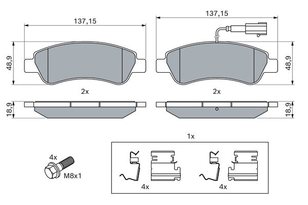 BOSCH 1001772867 0986494994 - HÁTSÓ FÉKBETÉT KÉSZLET