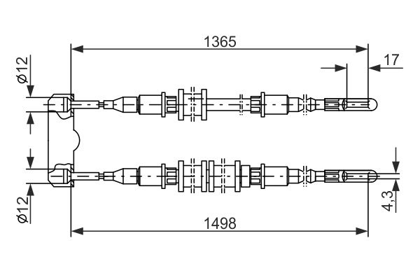 BOSCH 1987477130 Kézifék bowden, kézifék kötél