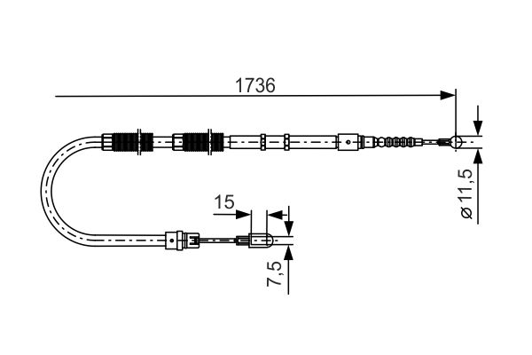 BOSCH 1987477257 Kézifék bowden, kézifék kötél