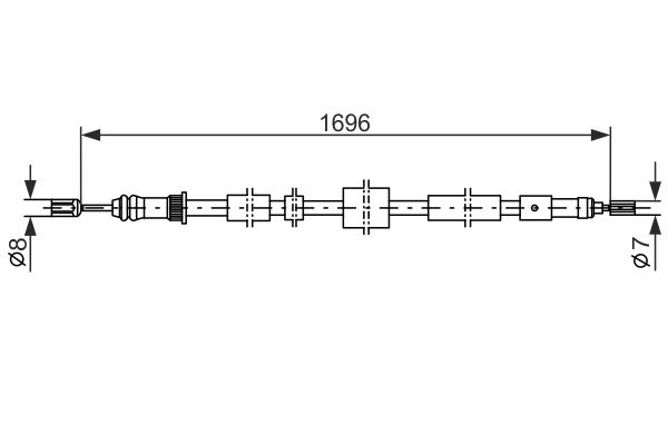 BOSCH 1987477431 Kézifék bowden, kézifék kötél