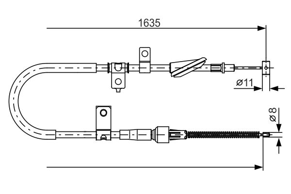 BOSCH 1987482258 Kézifék bowden, kézifék kötél