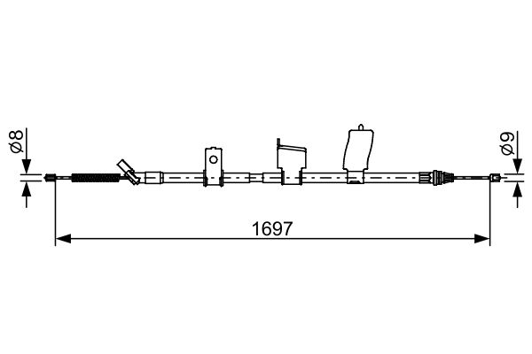 BOSCH 1987482627 Kézifék bowden, kézifék kötél