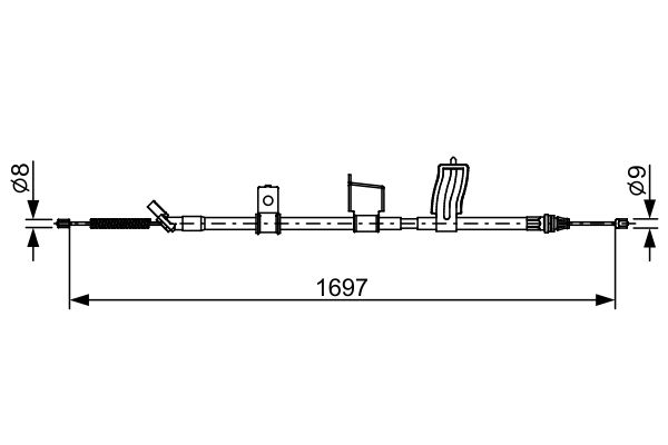 BOSCH 1987482628 Kézifék bowden, kézifék kötél