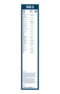 BOSCH 3397118561 Ablaktörlő lapát  500/500MM 2