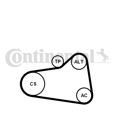 CONTITECH 6PK905EXTRAK1 Hosszbordásszíj+ görgő, szíjkészlet