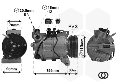 TQ 232109 KOMPRESOR KLIME VOLVO TQ-5900K183 S80 10- 24D ,S60 10-/XC60 -17 /V60 10-