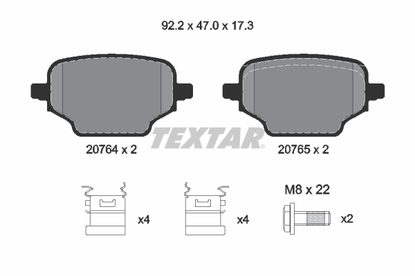 TEXTAR 259 888 2076401 - Fékbetét készlet, tárcsafék