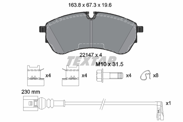 TEXTAR 491787 2214703 DISK PL VW 2214703 PR.MULTIVAN T7 2.0 TDI 22->