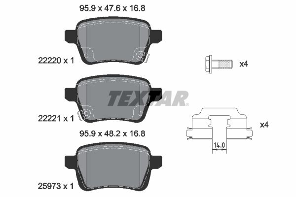 TEXTAR 2222001 Fékbetét készlet, tárcsafék