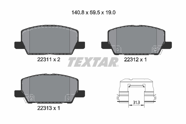 TEXTAR 22311-19,0 1 5 Fékbetét készlet, tárcsafék