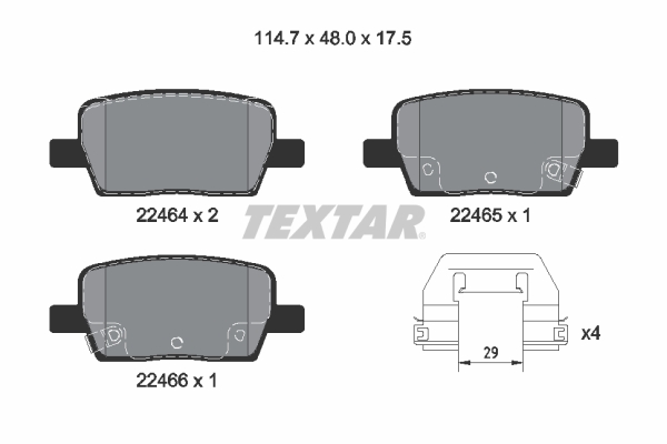 TEXTAR 2246401 fékbetétkészlet, tárcsafék