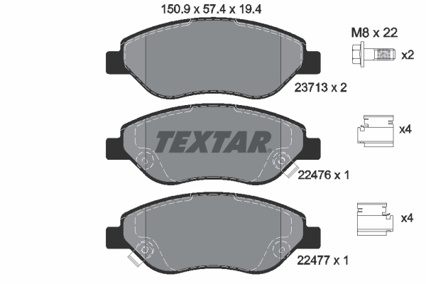 TEXTAR 2247601 Fékbetét készlet, tárcsafék