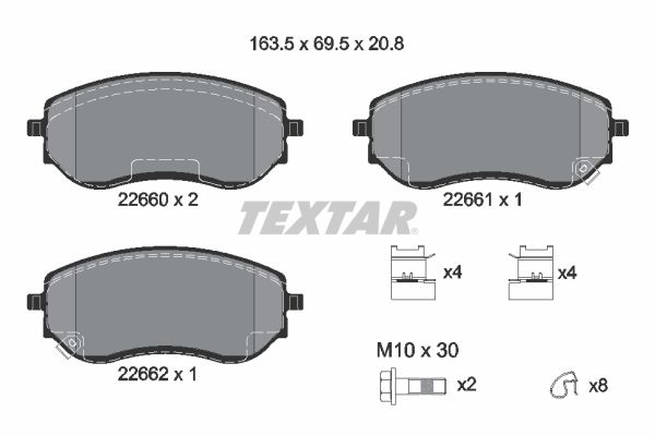 TEXTAR 2266001 Fékbetét készlet, tárcsafék