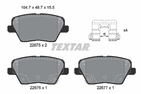 TEXTAR 2267501 Fékbetét készlet, tárcsafék