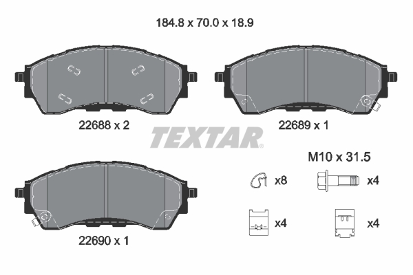 TEXTAR 2268801 fékbetétkészlet, tárcsafék