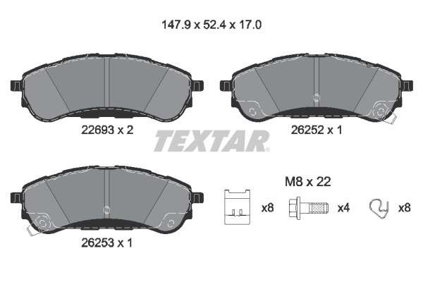 TEXTAR 2269301 fékbetétkészlet, tárcsafék