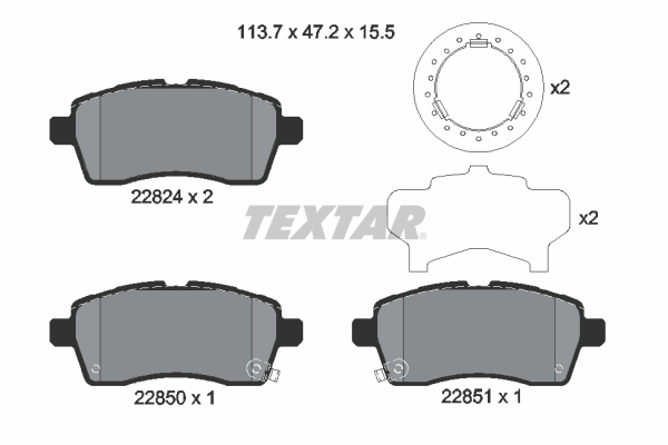 TEXTAR 257 965 2282401 - Fékbetét készlet, tárcsafék