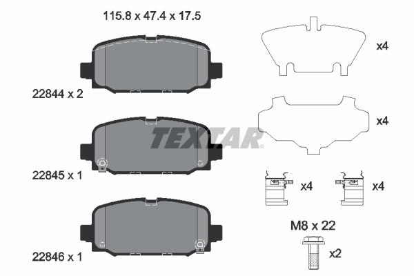 TEXTAR 2284401 Fékbetét készlet, tárcsafék