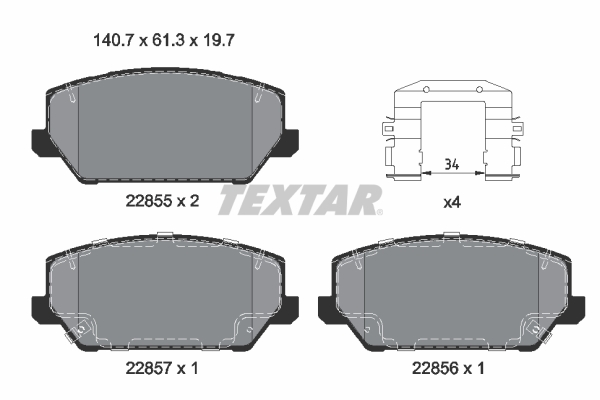 TEXTAR 2285501 Fékbetét készlet, tárcsafék