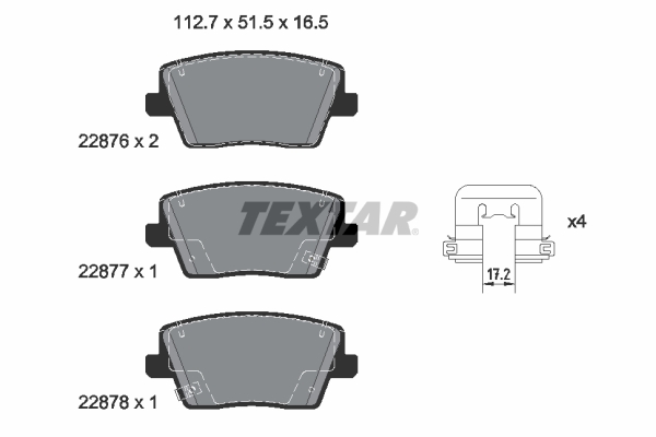 TEXTAR 2287601 Fékbetét készlet, tárcsafék