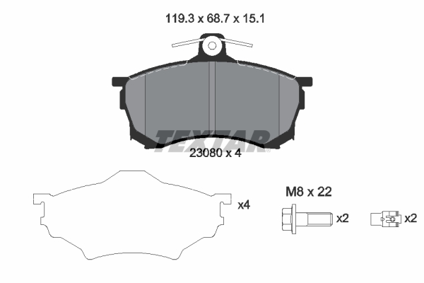 TEXTAR 2308001 Fékbetét készlet, tárcsafék
