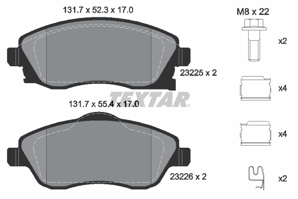 TEXTAR TEX 2322501 Fékbetét készlet, tárcsafék