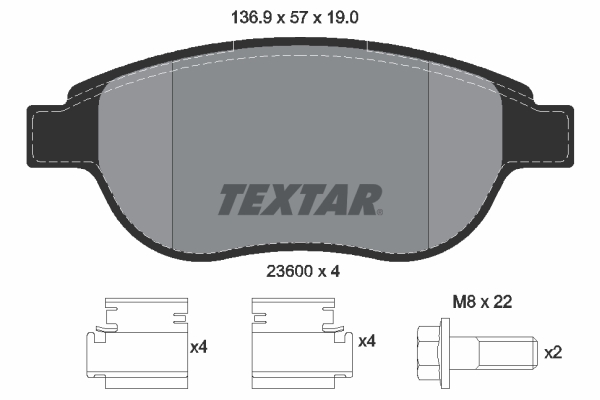 TEXTAR TEX 2360001 Fékbetét készlet, tárcsafék