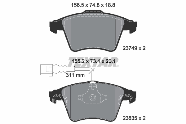 TEXTAR TEX 2374901 Fékbetét készlet, tárcsafék