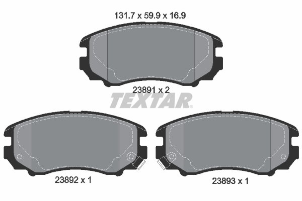 TEXTAR 23891-16,9 Fékbetét készlet, tárcsafék