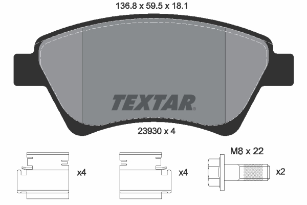 TEXTAR 2393001TX Fékbetét készlet, tárcsafék