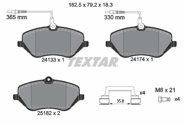 TEXTAR 2413303 Fékbetét készlet, tárcsafék