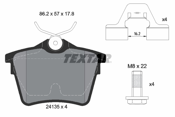 TEXTAR 2413501 Fékbetét készlet, tárcsafék