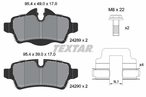 TEXTAR TEX 2428901 Fékbetét készlet, tárcsafék