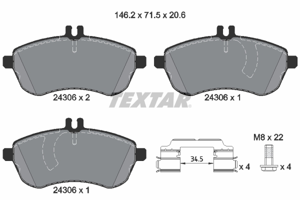 TEXTAR 1000540751 2430601 TEX - Első fékbetét készlet