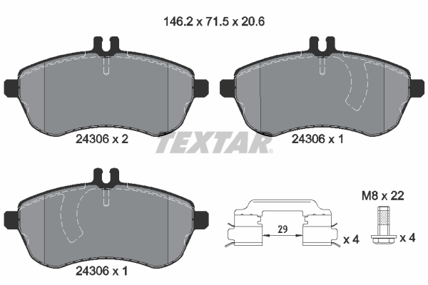 TEXTAR  2430602 - Fékbetét készlet, tárcsafék