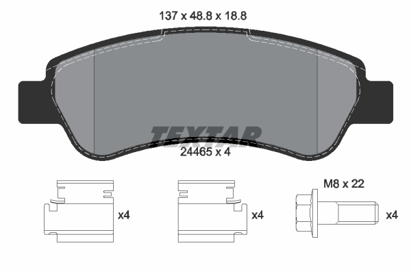 TEXTAR 221 976 2446501 - Fékbetét készlet, tárcsafék