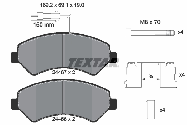 TEXTAR TEX 2446701 Fékbetét készlet, tárcsafék