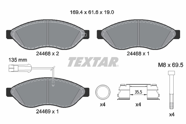 TEXTAR 2446807 fékbetétkészlet, tárcsafék