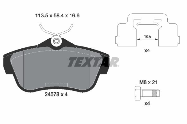 TEXTAR 1000557300 2457801 TEX - HÁTSÓ FÉKBETÉT KÉSZLET