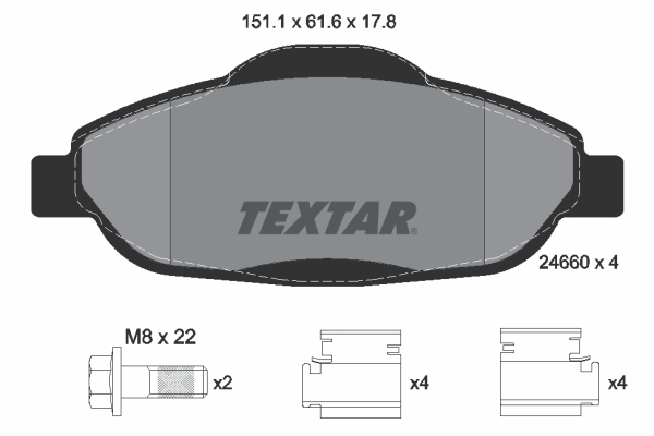 TEXTAR 2466001 Fékbetét készlet, tárcsafék