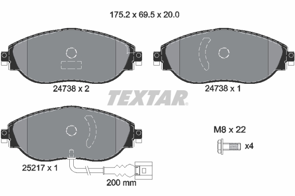 TEXTAR TEX 2473801 Fékbetét készlet, tárcsafék