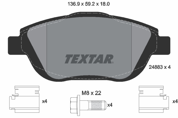 TEXTAR TEX 2488301 Fékbetét készlet, tárcsafék