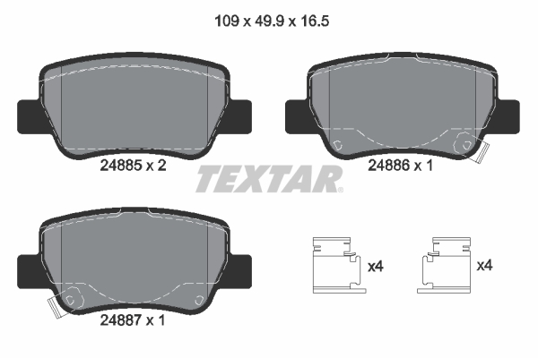 TEXTAR 233 557 2488501 - Fékbetét készlet, tárcsafék