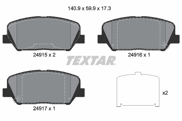 TEXTAR 2491501 Fékbetét készlet, tárcsafék