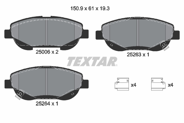 TEXTAR TEX 2500601 Fékbetét készlet, tárcsafék