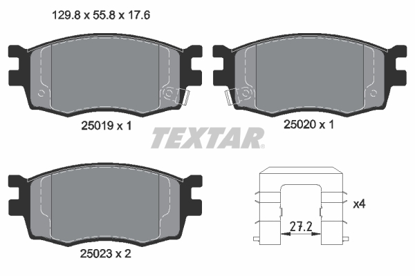 TEXTAR 233 691 2501901 - Fékbetét készlet, tárcsafék