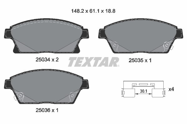 TEXTAR TEX 2503401 Fékbetét készlet, tárcsafék