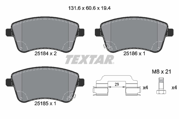 TEXTAR TEX 2518401 Fékbetét készlet, tárcsafék