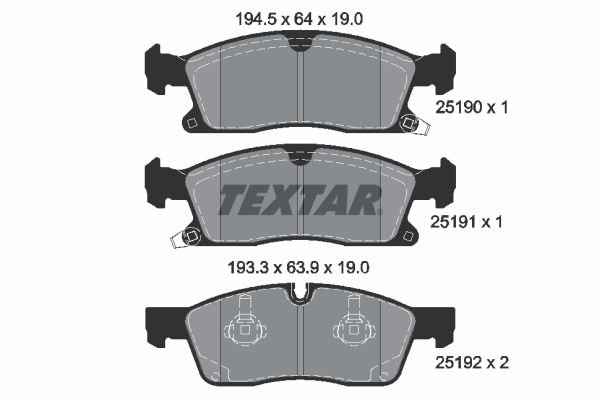 TEXTAR 230 709 2519002 - Fékbetét készlet, tárcsafék