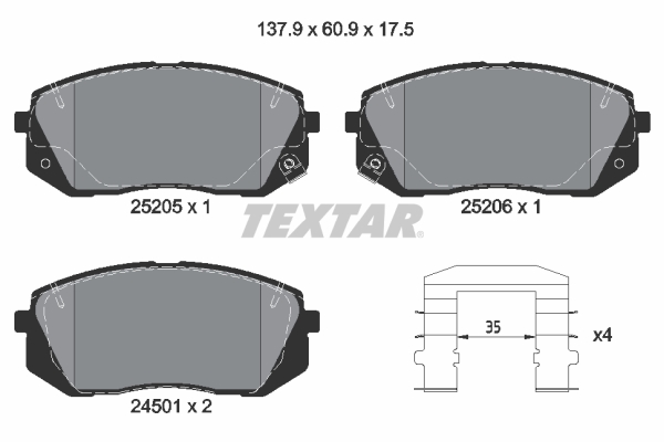 TEXTAR TEX 2520501 Fékbetét készlet, tárcsafék